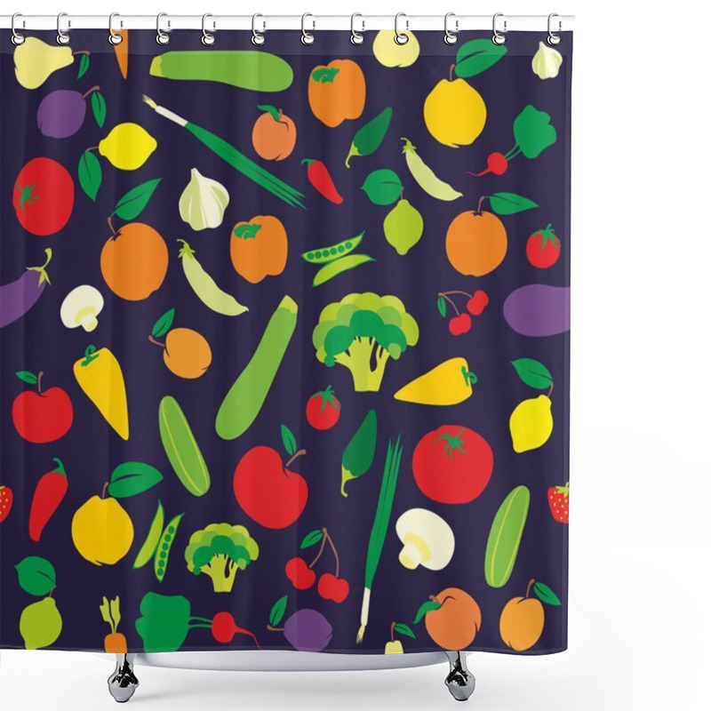 Personality  Seamless Pattern Fruits And Vegetables Shower Curtains