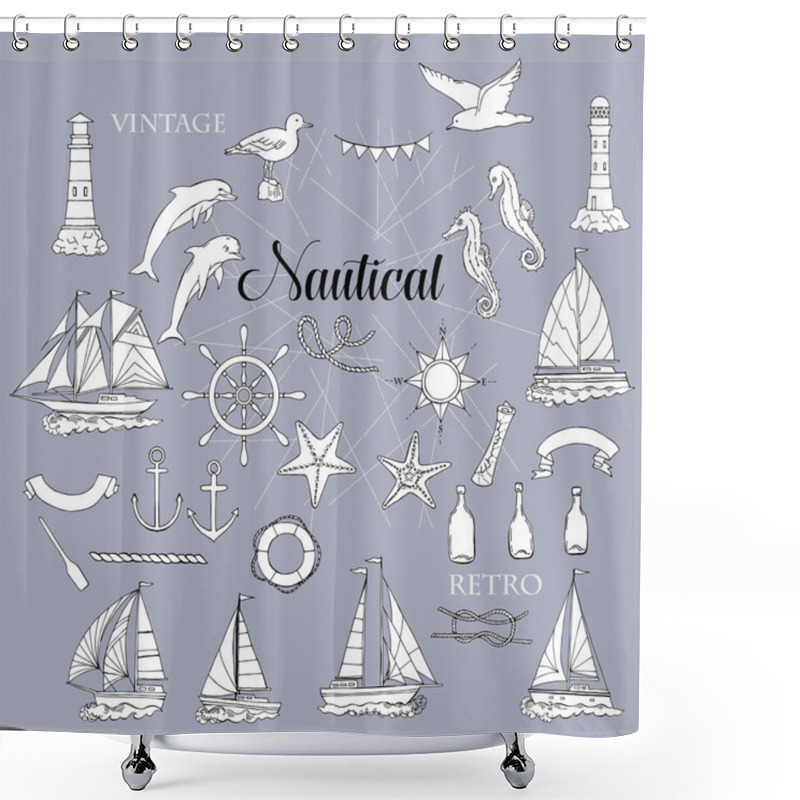 Personality  Nautical Set With Ships Shower Curtains