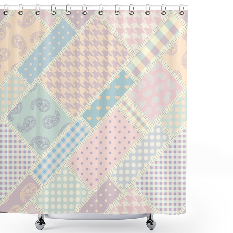 Personality  Patchwork Textile Pattern. Seamless Quilting Design Background. Shower Curtains