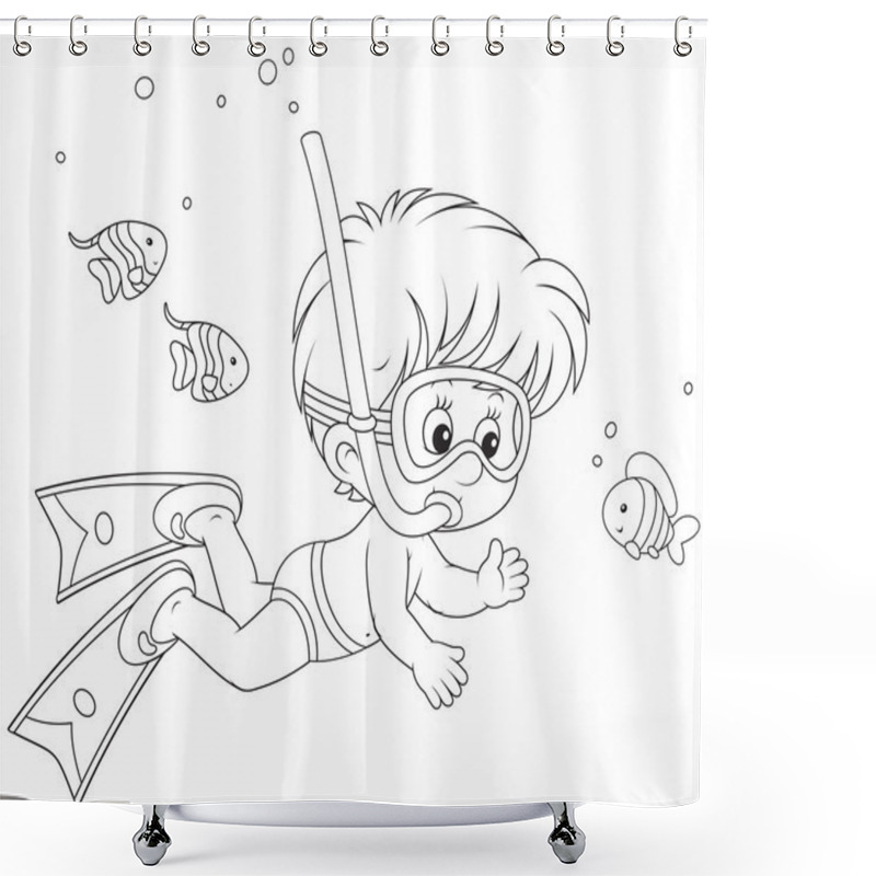 Personality  Little Diver Shower Curtains