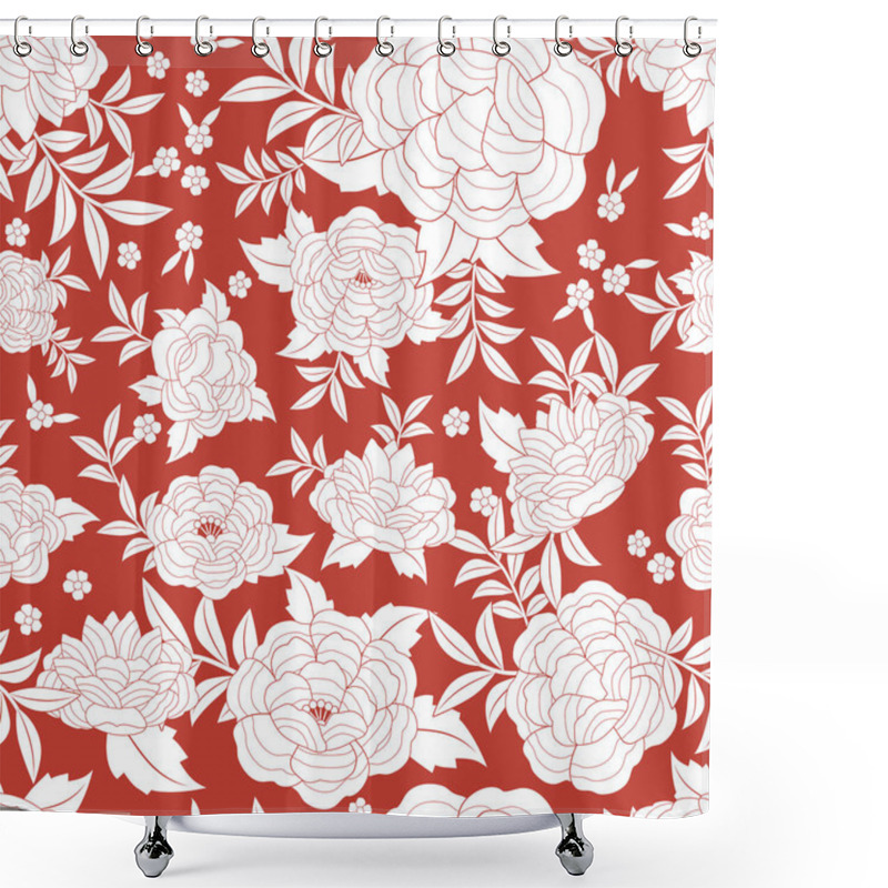 Personality  Seamless Floral Pattern Based On The Embroidered Flowers Of Oriental Shawl Shower Curtains