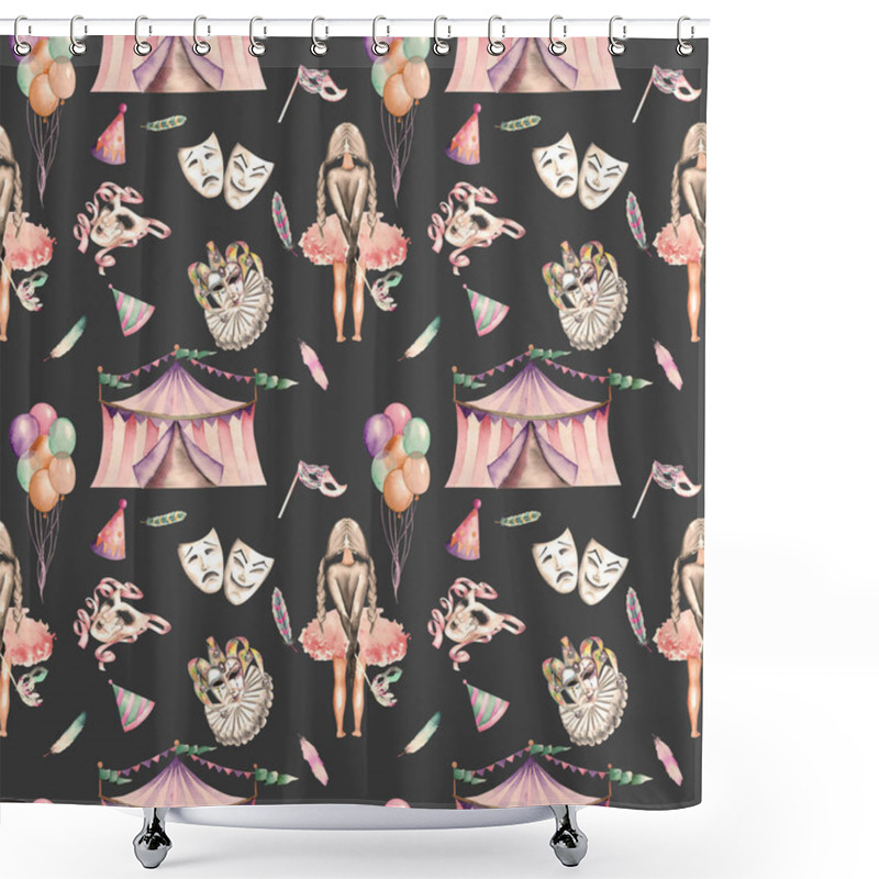 Personality  Seamless Pattern With Circus And Masquerade Elements Shower Curtains