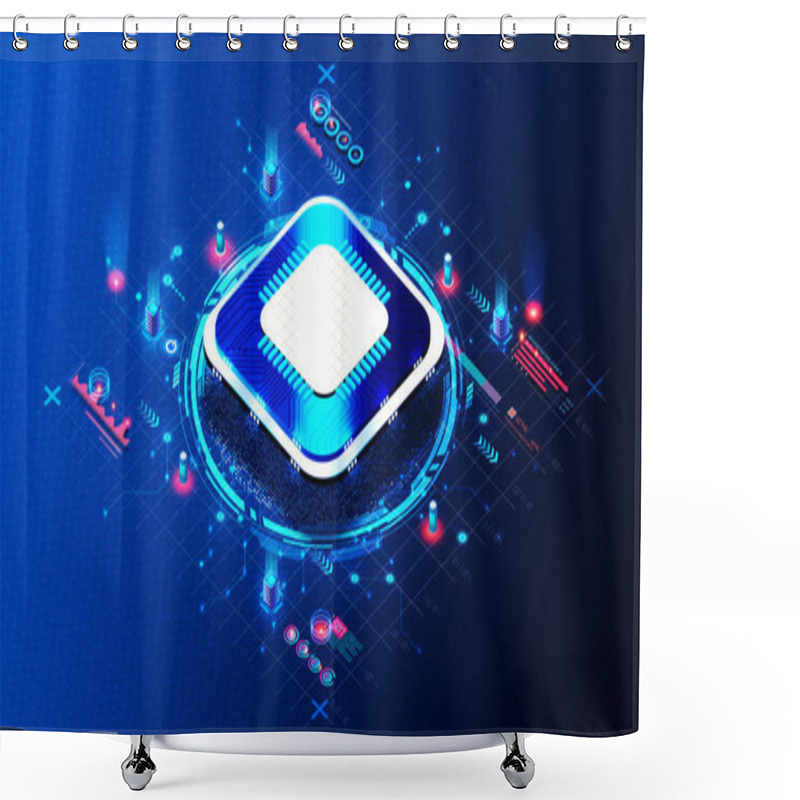 Personality  Electronic Design Automation For Semiconductors And Central Processing Units - EDA For Computer Chip Design And Quality Control - Conceptual 3D Illustration Shower Curtains