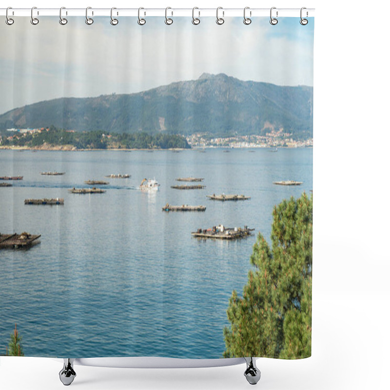 Personality  Mussel Boat Sailing Between Mussel Beds Shower Curtains