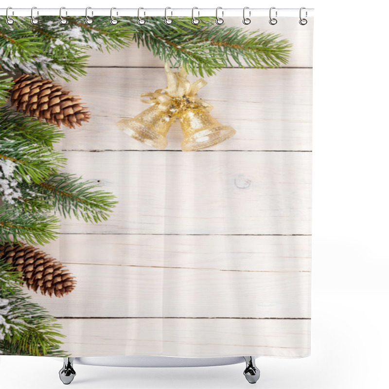 Personality  Christmas Background With Pine Tree Shower Curtains