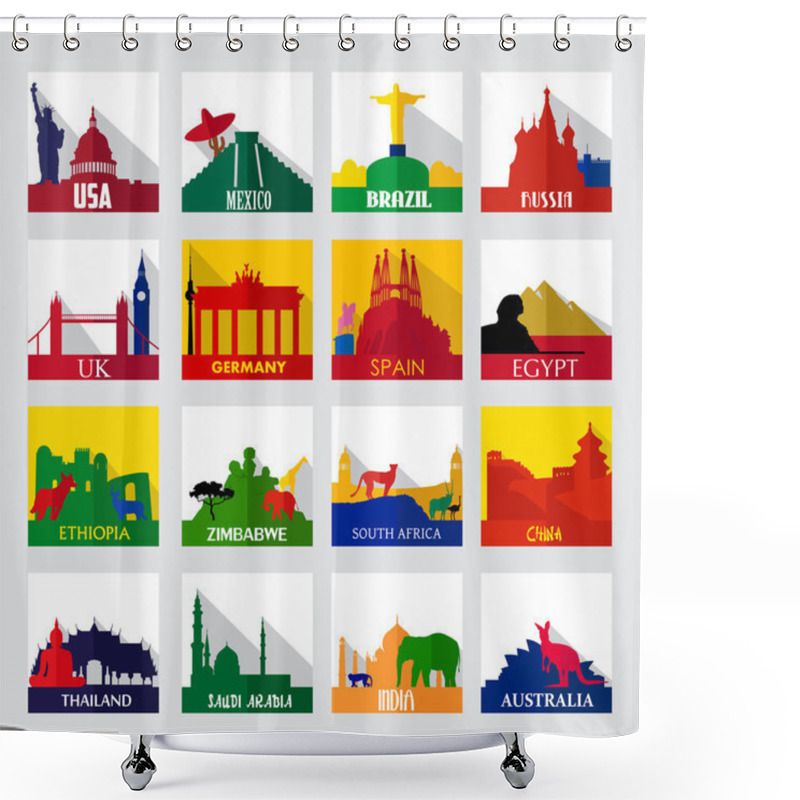 Personality  Popular Sightseeing Spots In The World Icons Shower Curtains