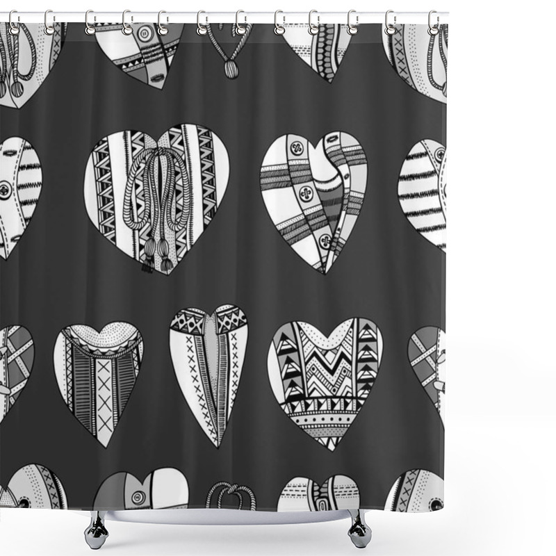 Personality  Background Hand Drawn Hearts Shower Curtains