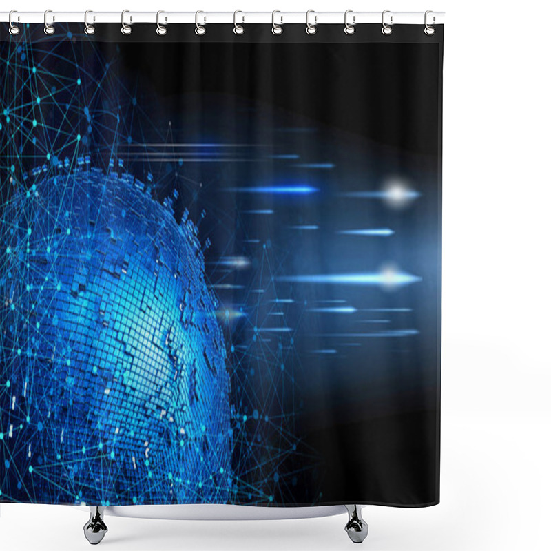 Personality  3D Rendering Of Abstract Digital Technology Background Shower Curtains