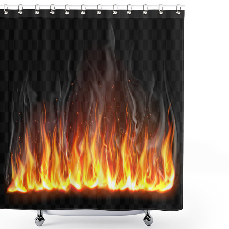 Personality  Vector Realistic Burning Fire Flames With Smoke Shower Curtains