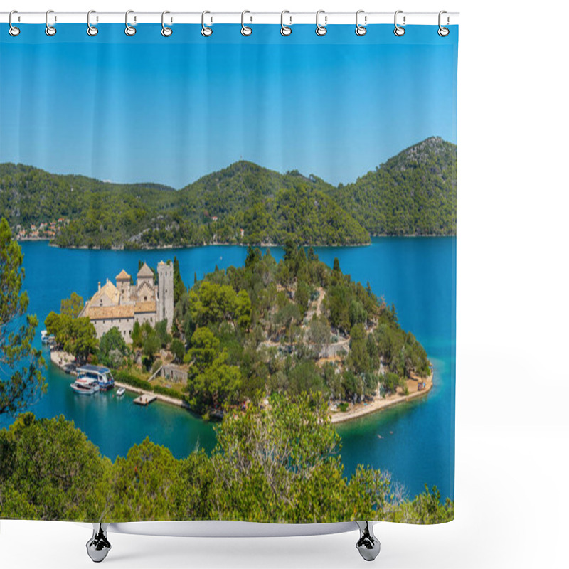 Personality  Small Island With Benedictine Monastery Of Saint Mary At Mljet National Park In Croatia Shower Curtains