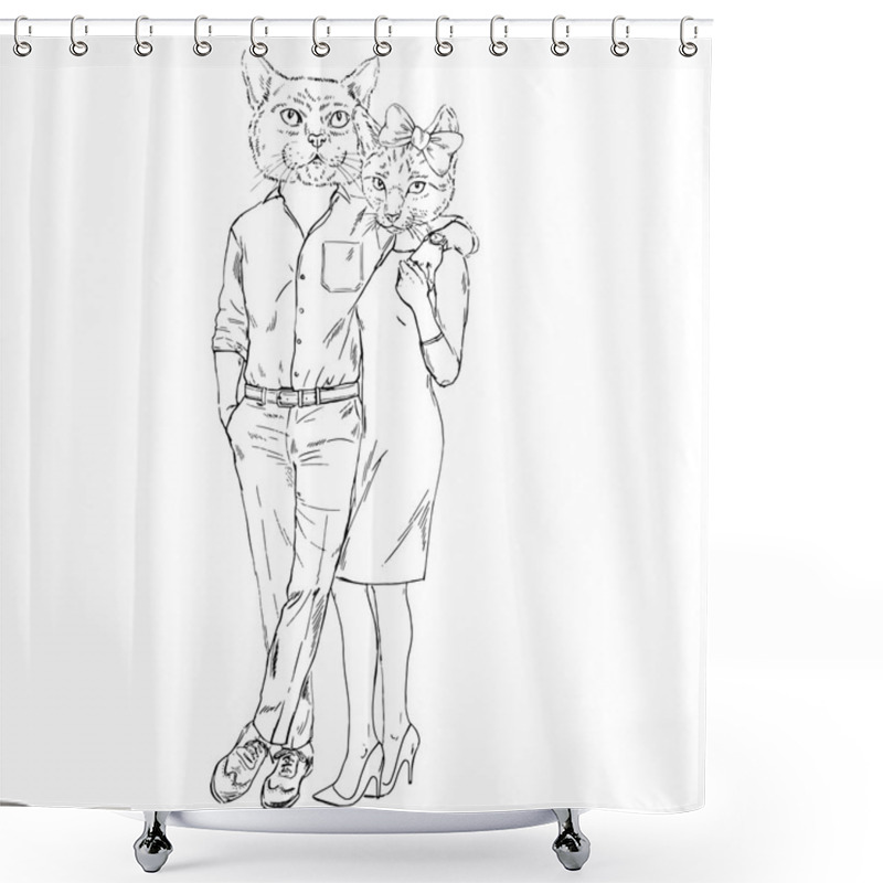 Personality  Fashion Cats Couple Shower Curtains