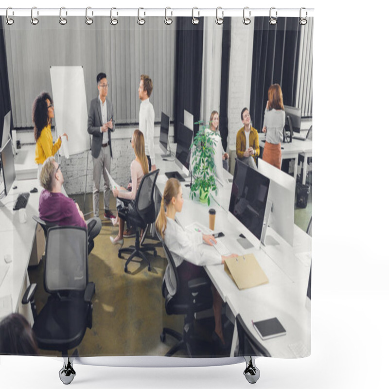 Personality  Professional Young Multiracial Businesspeople Working Together In Open Space Office   Shower Curtains