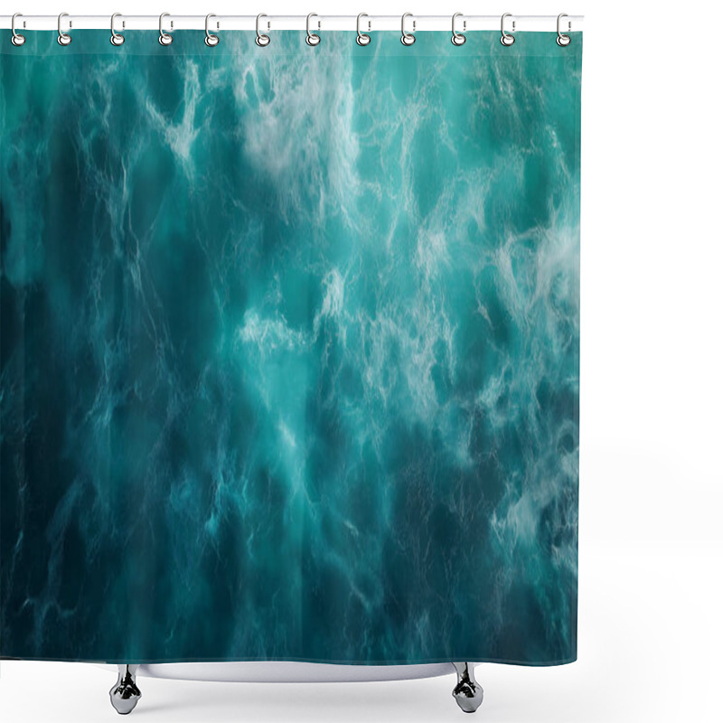 Personality  Turbulent, Frothy Teal Ocean Waves Create A Powerful, Mesmerizing Scene. Shower Curtains