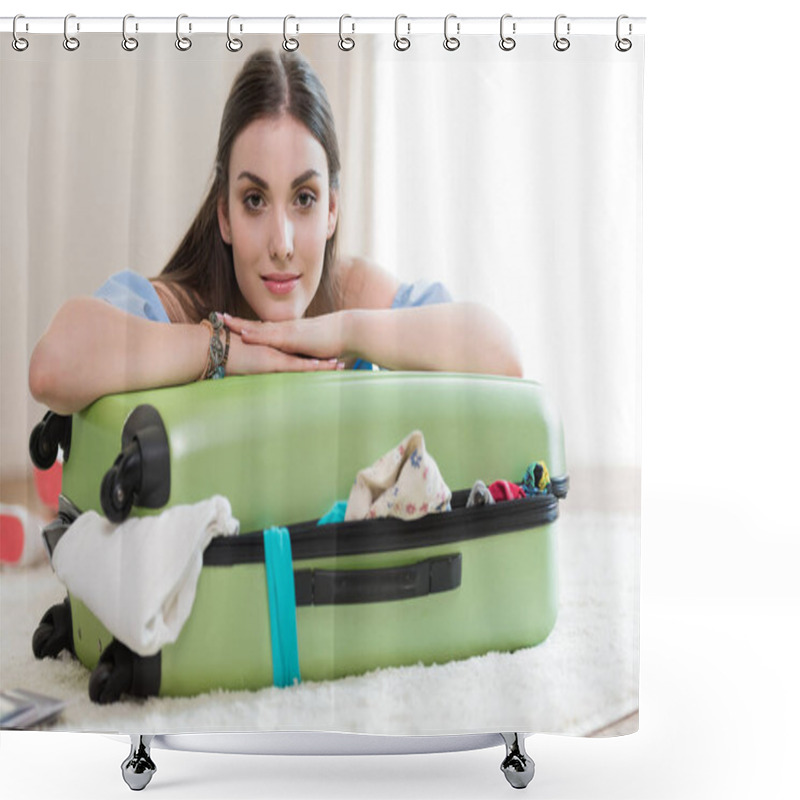 Personality  Woman Packing Suitcase  Shower Curtains