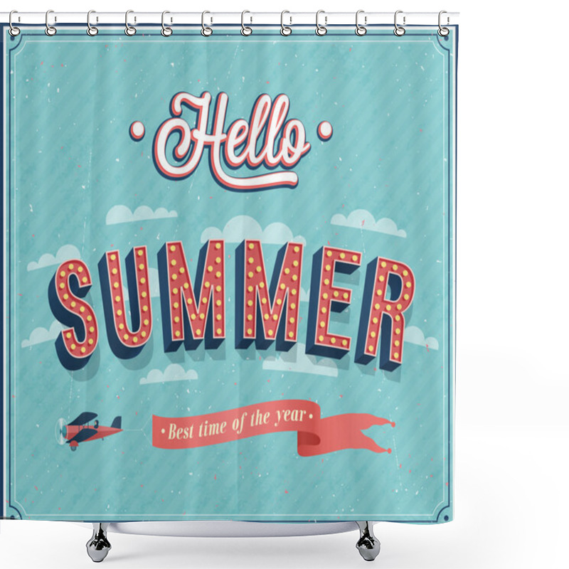 Personality  Hello Summer Typographic Design. Shower Curtains