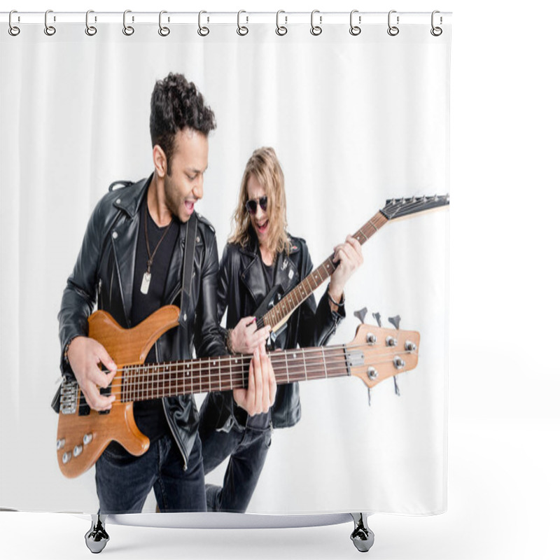 Personality  Musicians With Electric Guitars Shower Curtains