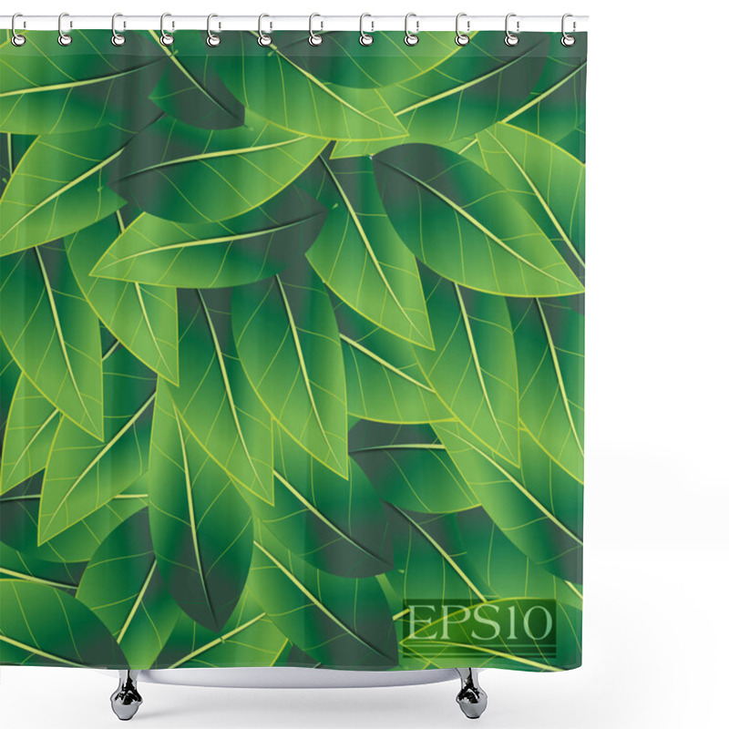 Personality  Overlapping Scattered Green Leaves Ecology Nature Abstract Design Shower Curtains