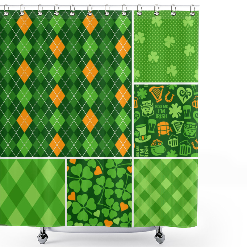 Personality  Set Of St. Patrick's Day Seamless Patterns Shower Curtains