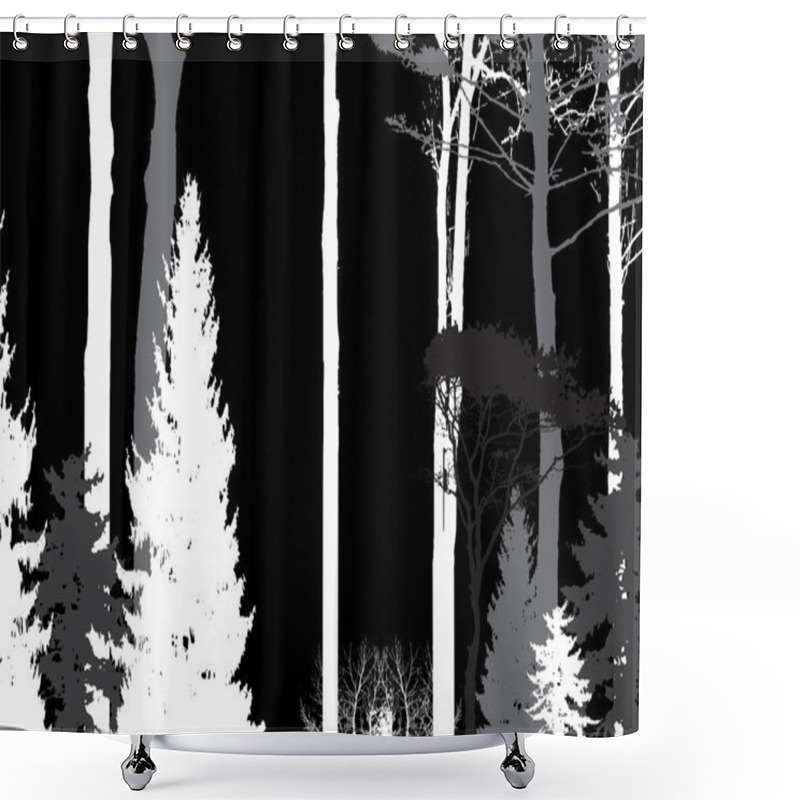 Personality  Image Of Nature. Tree Silhouette. Eco Banner. Vector Illustratio Shower Curtains