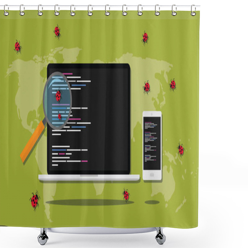 Personality  Debugging Searching Bugs In Programming Software Development Shower Curtains