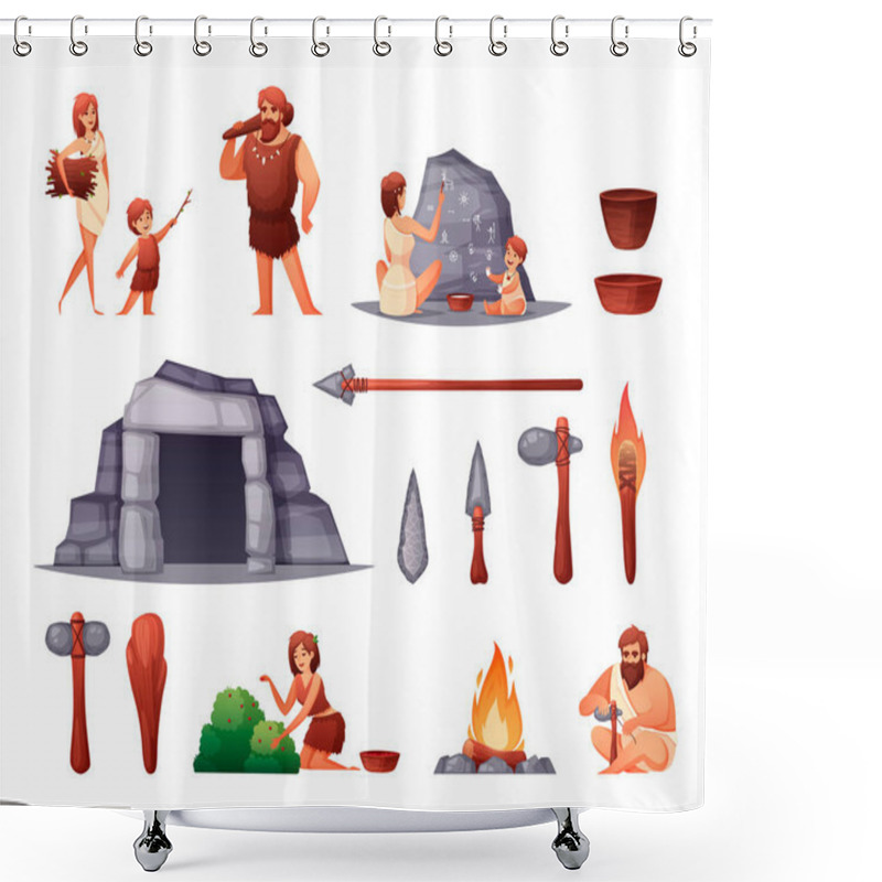 Personality  Prehistoric Caveman Set  Shower Curtains