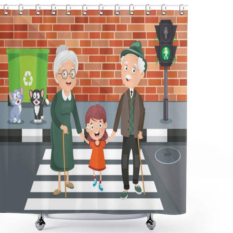 Personality  Traffic Concept With Funny Characters Shower Curtains