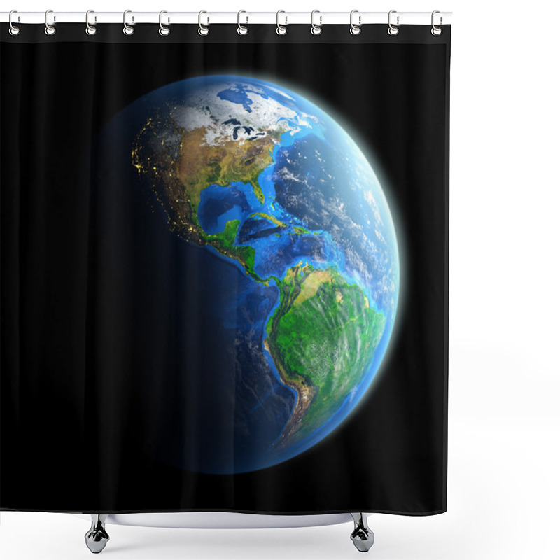 Personality  Planet Earth Isolated On Black Shower Curtains