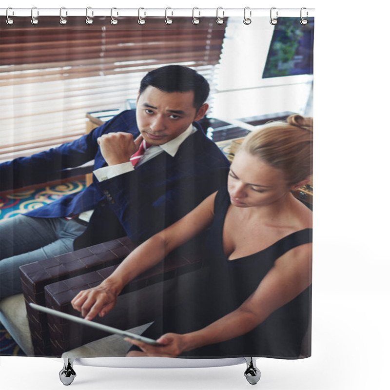 Personality  Successful Staff Using Touch Pad Shower Curtains