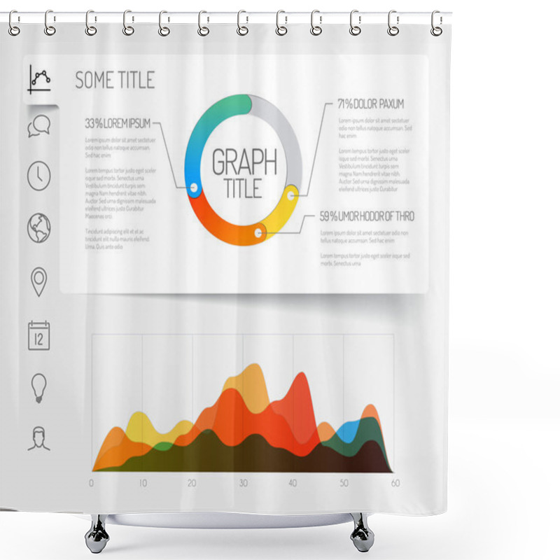 Personality  Template With Flat Design Graphs And Chart Shower Curtains