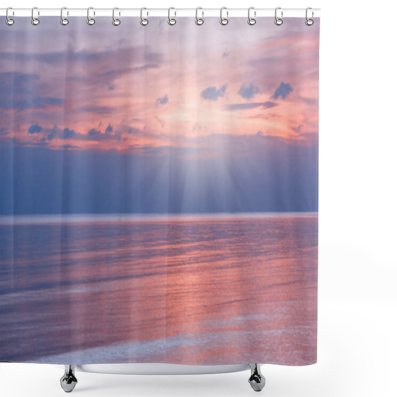 Personality  Vague Pink Sunset, Vacation In A Tropical Paradise, A Concept Fo Shower Curtains