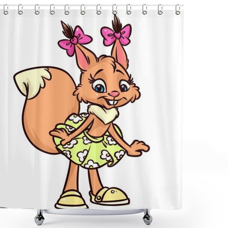 Personality  Squirrel Funny Girl Cartoon Shower Curtains