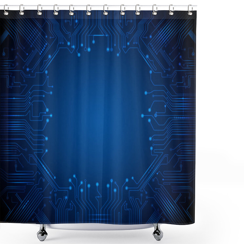 Personality  Illustration Blue Abstract Technology Circuit Background Shower Curtains