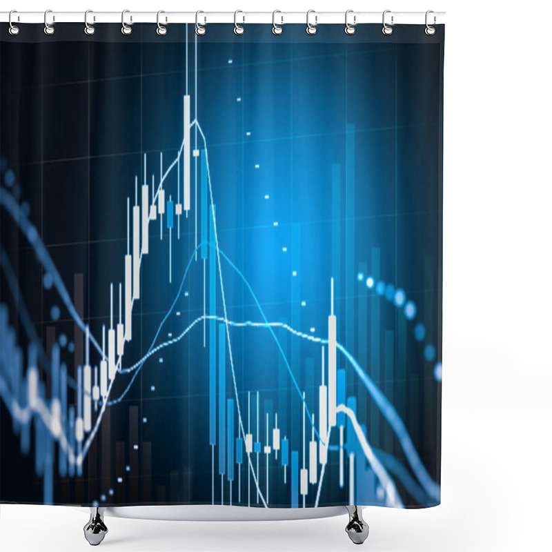 Personality  Financial Data On A Monitor,candle Stick Graph Of Stock Market , Shower Curtains