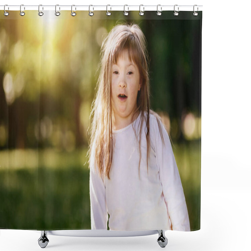 Personality  Beutiful Happy Child Smiling Outdoors Shower Curtains