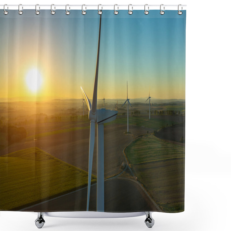 Personality  Sunset Above The Windmills Shower Curtains