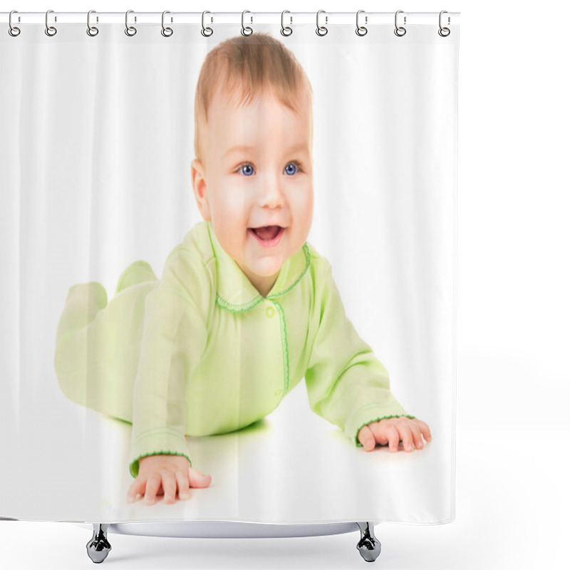 Personality  Beautiful Baby Learns To Crawl Shower Curtains