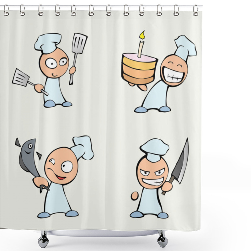 Personality  Collection Of Cute Chef Men. Shower Curtains