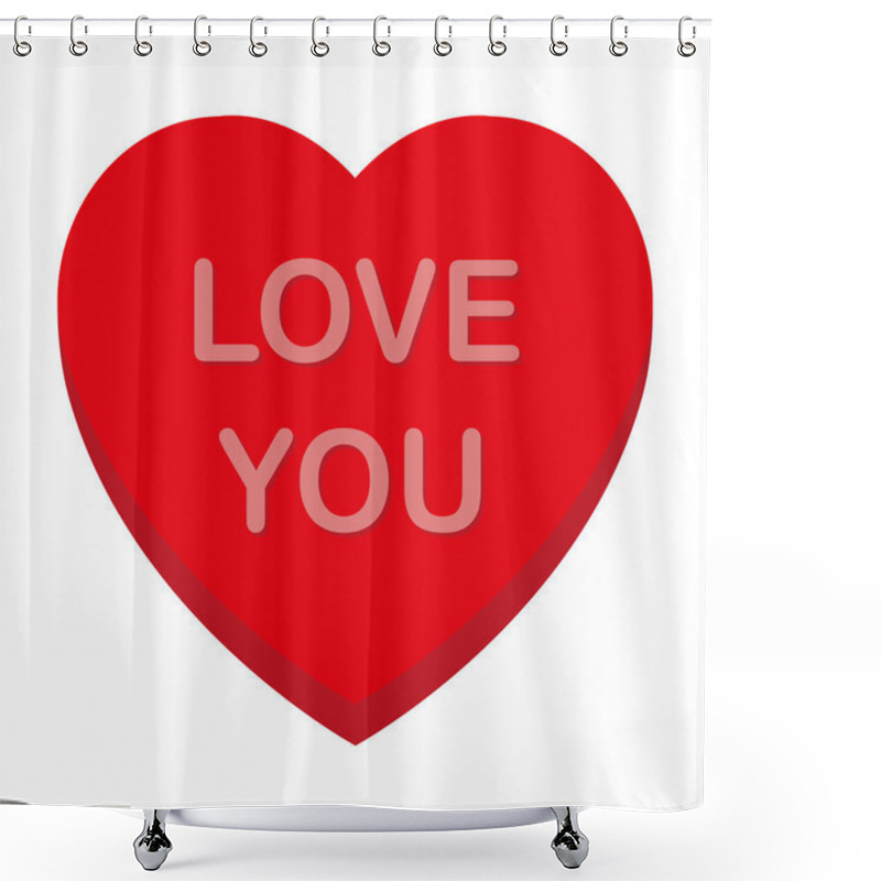 Personality  I Love You, Sweet Heart Candy. Candy, Conversation About Sweets For Valentine's Day, Sugar Heart Dishes Isolated On White Background. Vector Illustration Shower Curtains