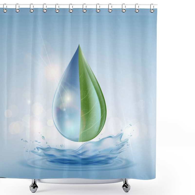 Personality  Transparent Drop Of Water On A Blue Background Shower Curtains