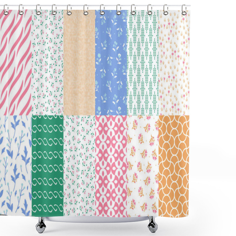 Personality  Seamless Geometric And Floral Patterns Set Shower Curtains