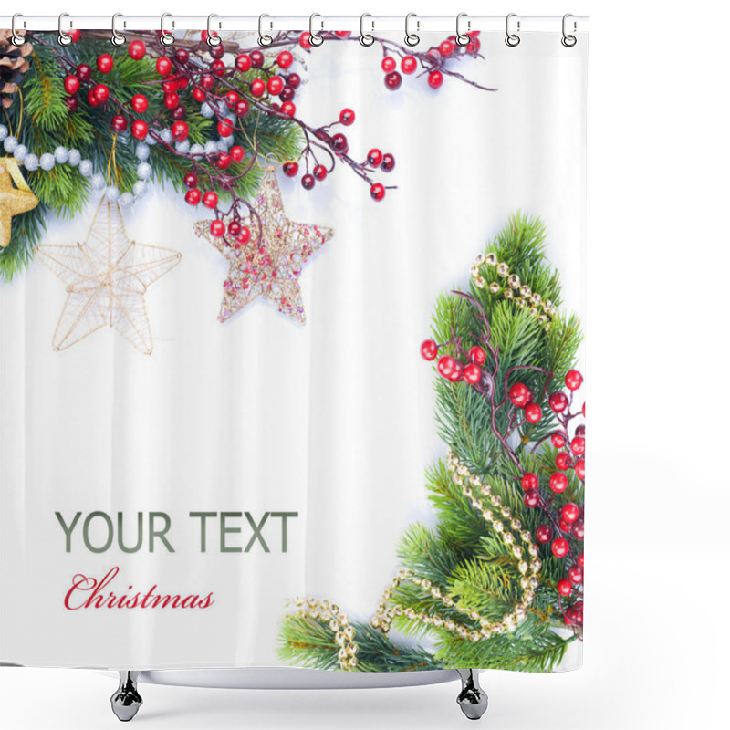 Personality  Christmas And New Year Border Shower Curtains