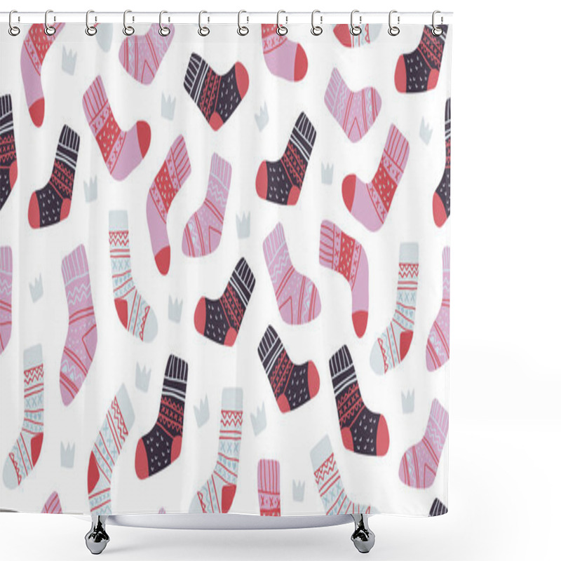 Personality  Seamless Pattern With Collection Of Hygge Socks Shower Curtains