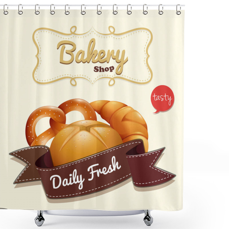 Personality  Bakery Logo With Text And Bread Shower Curtains