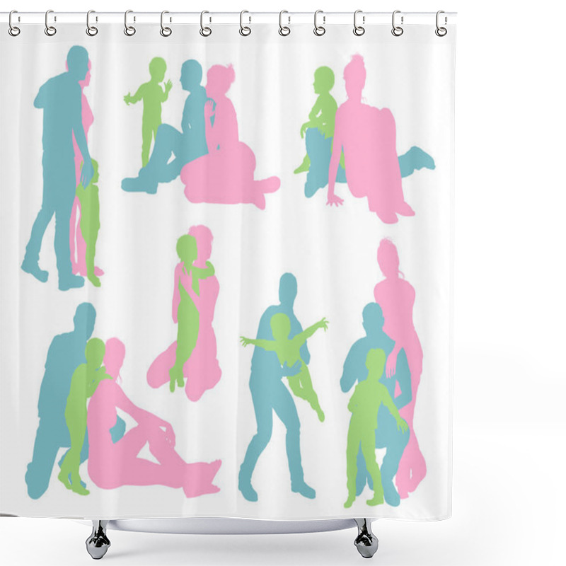 Personality  Happy Family Silhouettes Shower Curtains