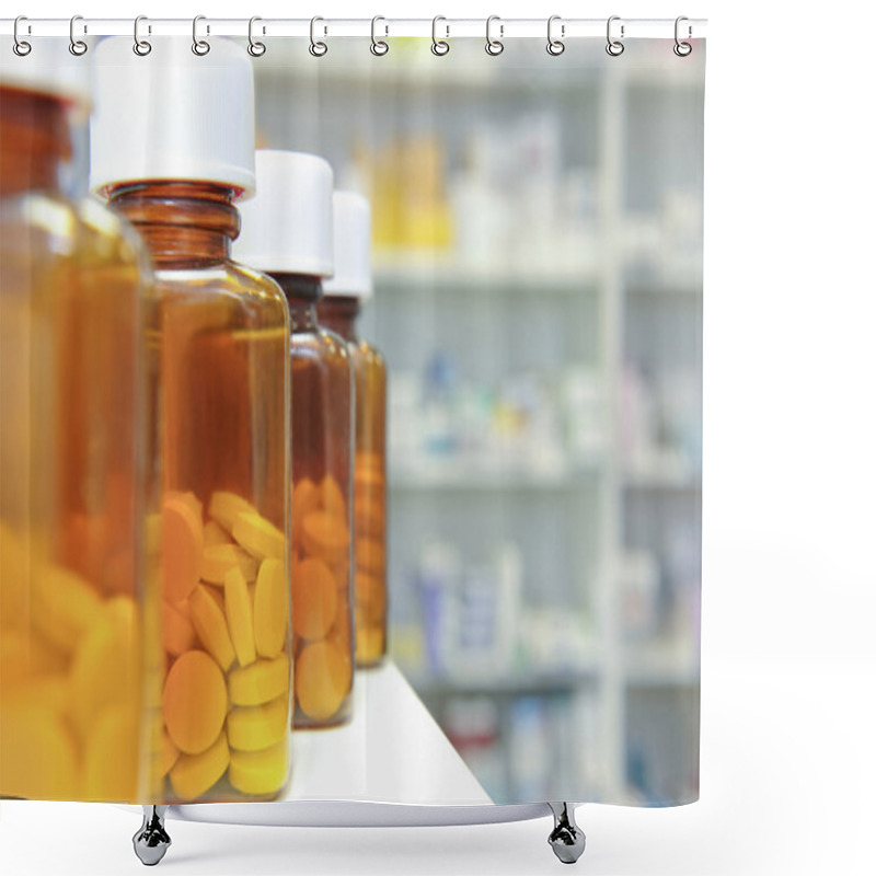 Personality  Row Of Pill Bottles Shower Curtains