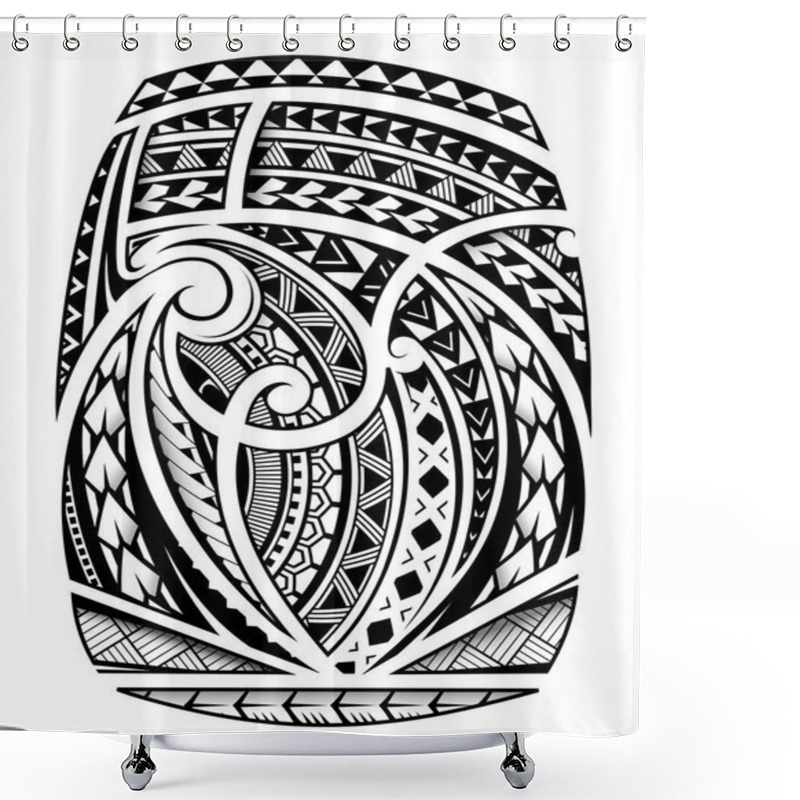 Personality  Sleeve Tattoo In Polynesian Ethnic Style Shower Curtains