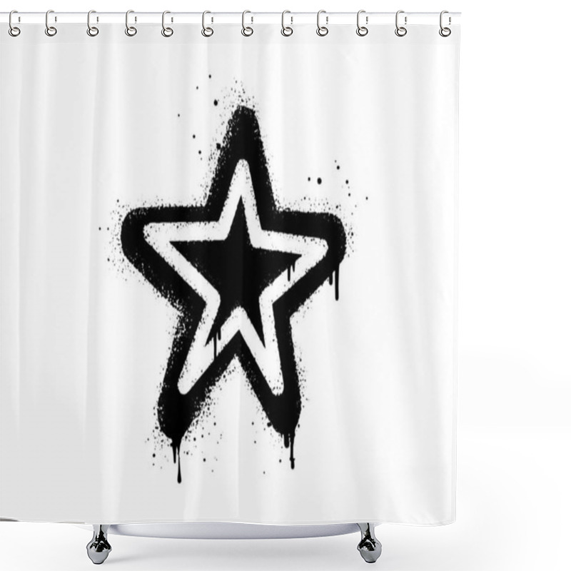 Personality  Spray Painted Graffiti Star Sign In Black Over White. Star Drip Symbol.  Isolated On White Background. Vector Illustration Shower Curtains