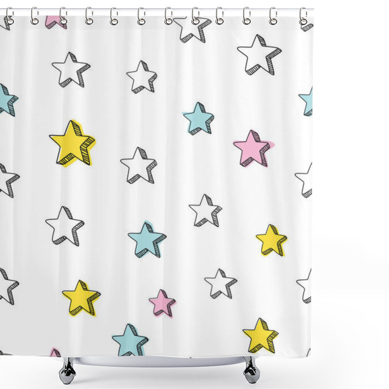 Personality  Sketchy Stars Background Shower Curtains