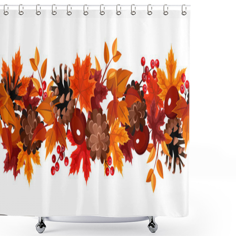 Personality  Horizontal Seamless Background With Autumn Leaves. Vector Illustration. Shower Curtains