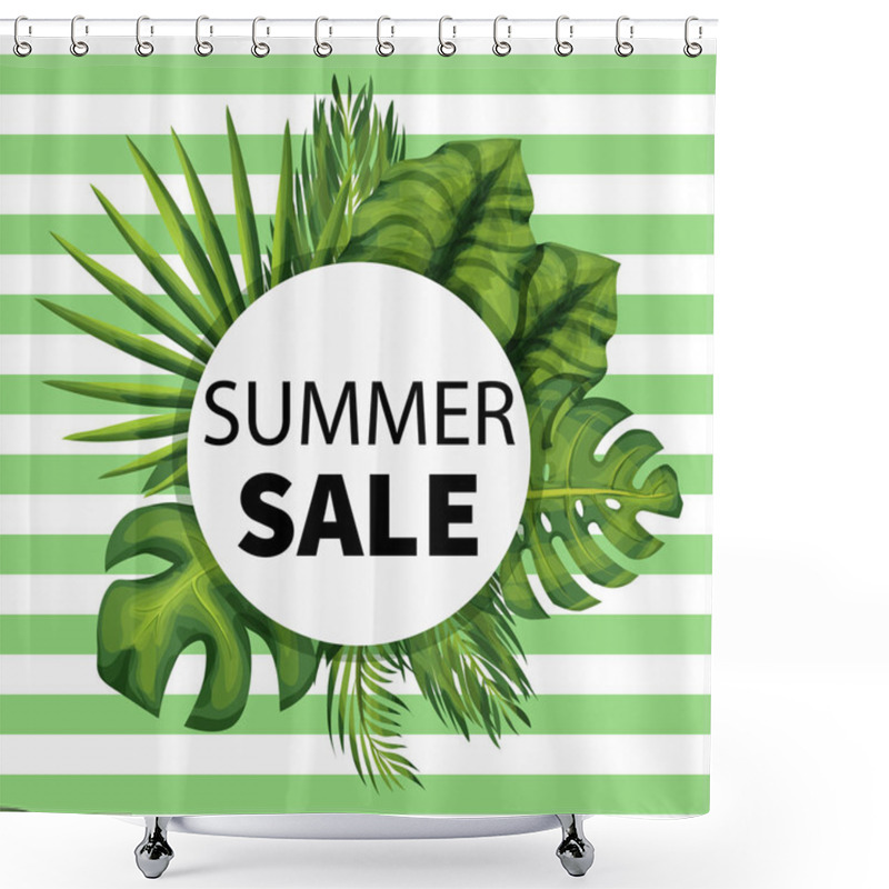 Personality  Summer Seasonal Sale Vector Template. Banner With Exotic Jungle Plant.  Shower Curtains